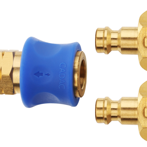 Cadac Quick Release Kupplungsstück mit Doppelkupplung für Gasgrill Schlauch D4 Anschluss Frankreich gerade - Gasadapter und -kupplung von Cadac Dometic
