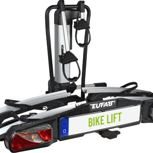 Eufab Bike Lift Fahrradträger für 2 Fahrräder auf der Anhängerkupplung schwarz, E-Bike geeignet - Fahrradträger für Anhängerkupplungen