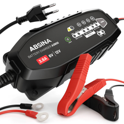 Absina vollautomatisches 8-Stufen-Ladegerät A3800 für Fahrzeuge 6 V / 12 V / 3,8 A - Batterie-Ladegeräte