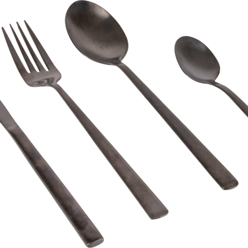 Bo-Camp Industrial Edelstahl Besteckset 16-tlg. Schwarz - Campingbesteck