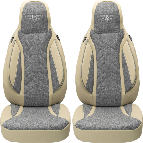 Bremer-Sitzbezüge Wohnmobil Schonbezüge 2 Stück für Ducato / Jumper / Boxer grau/beige - Sitzbezüge