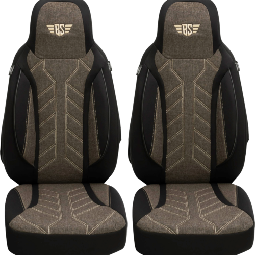 Bremer-Sitzbezüge Wohnmobil Schonbezüge 2 Stück für Ducato / Jumper / Boxer schwarz/braun - Sitzbezüge