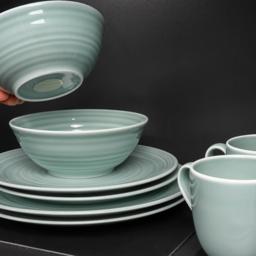 Silwy Magnet Porzellan Geschirrset 11-teilig für 2 Personen Cyan - Kunststoff und Melamin Geschirr-Sets