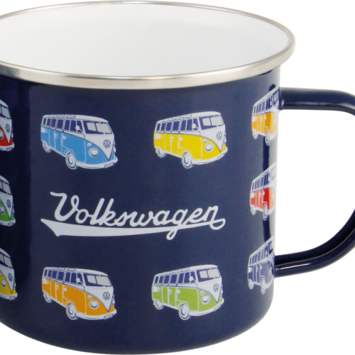 VW Collection T1 Bulli Emaille Tasse 500 ml Bulli Parade Blau - Becher & Tassen