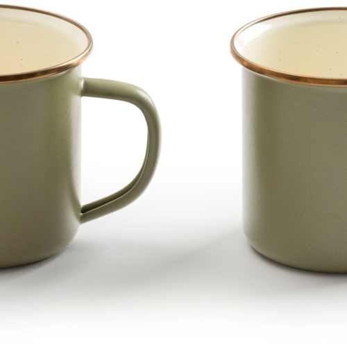 Barebones emaillierte Tassen-Set Enamel 2 teilig olive - Becher & Tassen