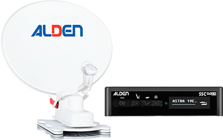 Alden Onelight 65 HD vollautomatische Satellitenanlage Ultrawhite inkl. S.S.C. HD-Steuermodul und Ultrawide LED TV 24 Zoll - Camping-Sat-Anlagen