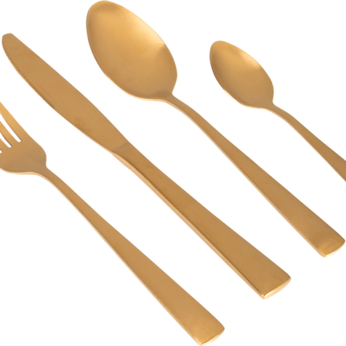 Gimex Besteck Edelstahl 16-tlg. für 4 Personen gold - Campingbesteck