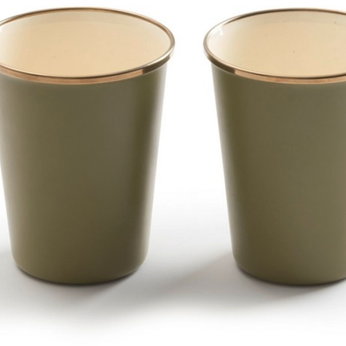 Barebones Enamel emailliertes Becher Set 2 teilig olive - Becher & Tassen