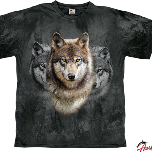 Harlequin Wolf Spirit T-Shirt schwarz S - Herrenshirts, -hemden & -pullover