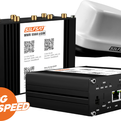 SELFSAT MWR 5560 WLAN Router eSIM 5G Cat 20 bis 3,4 Gbps inklusive SELFSAT 5G Antenne weiß - 5G-/LTE-Antennen
