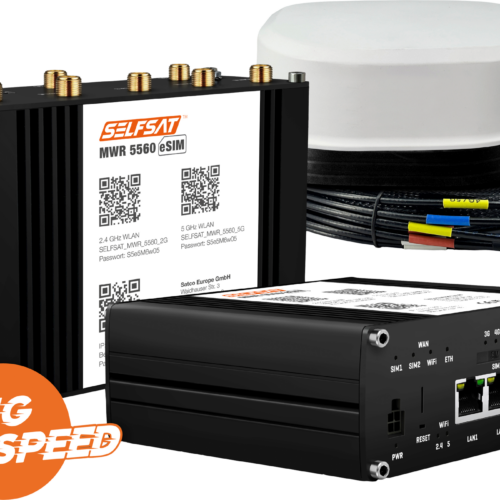 SELFSAT MWR 5560 WLAN Router eSIM 5G Cat 20 bis 3,4 Gbps inklusive SATCO 5G Antenne weiß - 5G-/LTE-Antennen