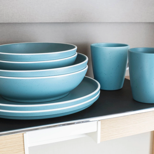 Silwy Brunner Dolomit Magnet-Geschirrset Kunststoff 11-teilig für 2 Personen blau - Kunststoff und Melamin Geschirr-Sets