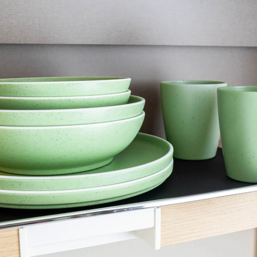 Silwy Brunner Dolomit Magnet-Geschirrset Kunststoff 11-teilig für 2 Personen grün - Kunststoff und Melamin Geschirr-Sets