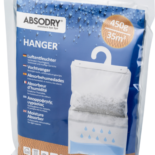 Absodry Classic Standard Hanger Raumentfeuchter 450 g für 35 m³ mit Einwegbeutel - Luftentfeuchter & Luftreiniger