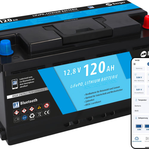 Berger LiFePO4 Lithium Batterie 120 Ah 12 V mit Bluetooth - Fahrzeug-Batterien