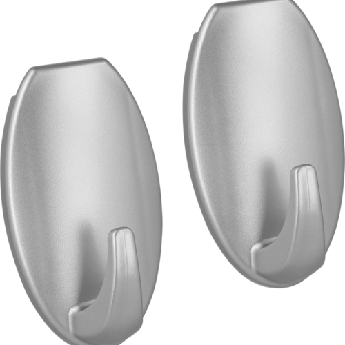 Metaltex pullCLEAN Klebehaken oval 2er Set Silber - Halterungen und Befestigungen