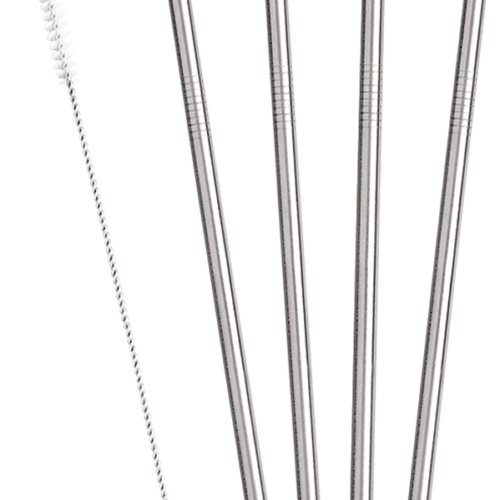 Metaltex Inox Trinkhalm Set 4 teilig lang inklusive Reinigungsbürste Lang Ø 0,6 x 21,5 cm - Sonstiges Küchenzubehör