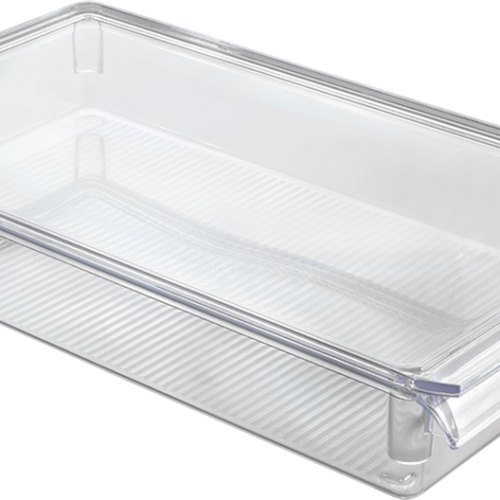 Metaltex Frigo-System Organizer transparenter Behälter für Kühlschrank mit Deckel 21 x 36 x 5 cm - Lebensmittelbehälter / Vorratsdosen