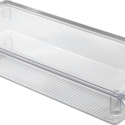 Metaltex Frigo-System Organizer transparenter Behälter für Kühlschrank mit Deckel 15 x 36 x 5 cm - Lebensmittelbehälter / Vorratsdosen