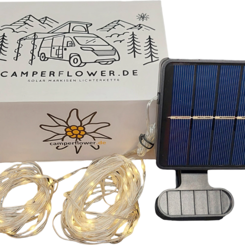 Camperflower Solar Markisen Lichterkette mit Akku 10 Meter - Fahrzeugbeleuchtung außen