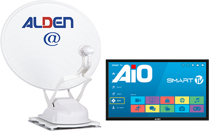 Alden Onelight@ 60 HD EVO vollautomatische Satellitenanlage Ultrawhite inkl. LTE Antenne und A.I.O. Smart TV mit integrierter Antennensteuerung 24 Zoll - Camping-Sat-Anlagen