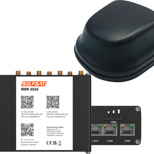 Selfsat 5G Cat 19 WiFi 6 WLAN Router MWR 6550 bis 3,4 Gbps inkl. 5G Antenne schwarz - Router