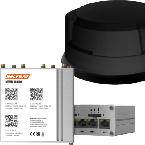 Selfsat Mobiler 5G/4G LTE Router MWR 5550 mit WLAN und GPS inkl. 5G Dachantenne schwarz - Router