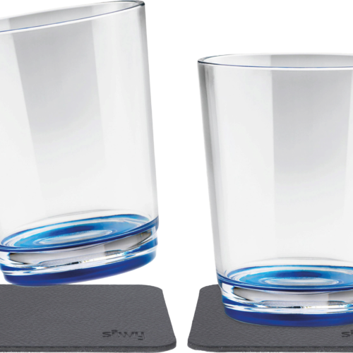 Silwy Tritan-Magnetgläser mit Untersetzer 2er Set (250 ml) Blau - Gläser