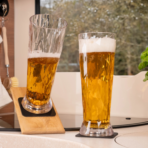 Silwy Magnet-Kunststoffgläser Bier inkl. metallische Gel-Untersetzer 6 Stück (500 ml) - Gläser