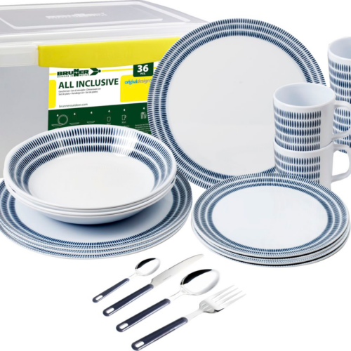 Brunner All Inclusive Bluebay Geschirrset für 4 Personen 36-teilig  - Kunststoff und Melamin Geschirr-Sets