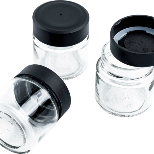 Silwy Feinkost-Magnetgläser BLACK & CLASSY 125 ml - Gewürzstreuer & Flüssigkeitsspender