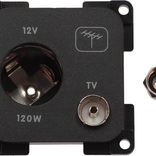 Inprojal System 10.000 Kombi Steckdose 12V mit TV 5 mm schwarz - 12 / 24 V Einbausteckdosen