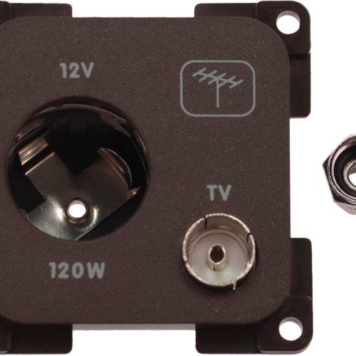 Inprojal System 10.000 Kombi Steckdose 12V mit TV 5 mm braun - 12 / 24 V Einbausteckdosen