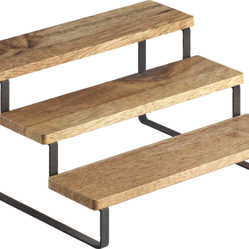 Metaltex York LAVA Gewürzregal 3 Stufen Treppen Design aus Akazienholz 27 x 23 x 13 cm - Behälter und Halterungen