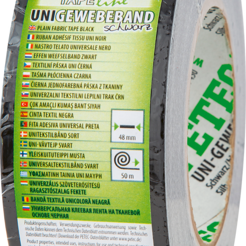 Petec Uni-Gewebeband Klebeband 50 m x 48 mm in schwarz - Klebstoffe & Dichtmittel