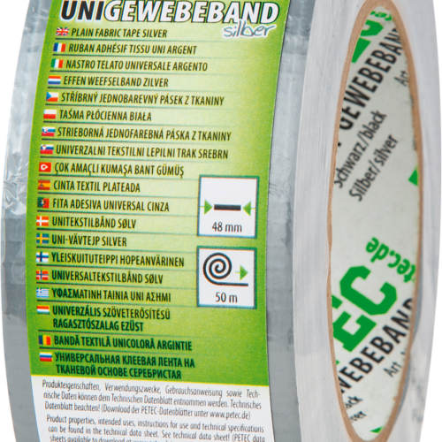 Petec Uni-Gewebeband Klebeband 50 m x 48 mm in silber - Klebstoffe & Dichtmittel