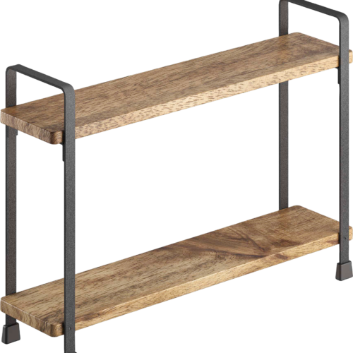 Metaltex York LAVA Gewürzregal 2-Etagen aus Akazienholz 34 x 8 x 23 cm - Behälter und Halterungen