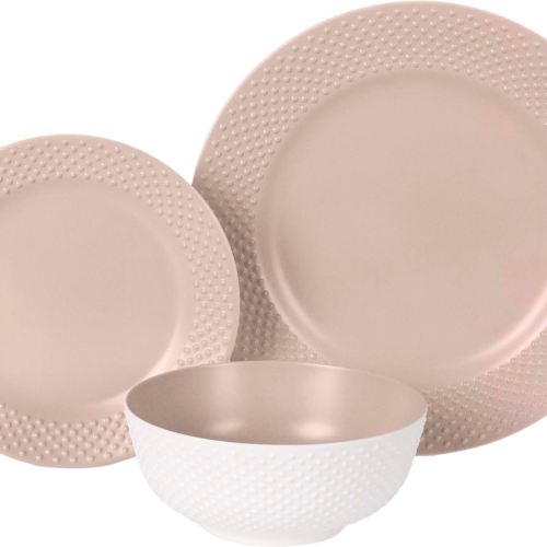 Flamefield NanoPlate Geschirrset 12-teilig Rosé - Kunststoff und Melamin Geschirr-Sets