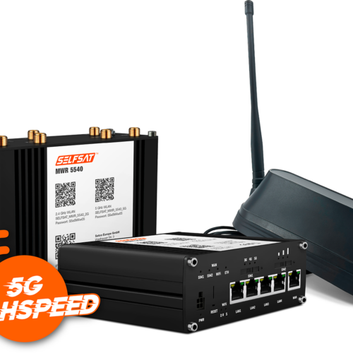 Selfsat MWR 5540 5G Cat 12 WLAN Router mit SHARK 5G Dachantenne schwarz bis 2,6 Gbps - Router-Sets