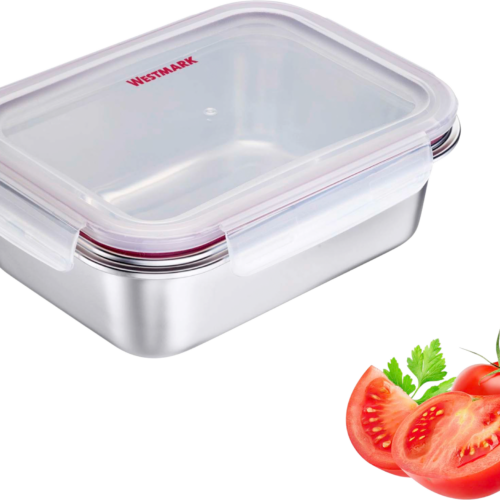 Westmark Lunch Box und Frischhaltedose Edelstahl 1,3 Liter - Lebensmittelbehälter / Vorratsdosen