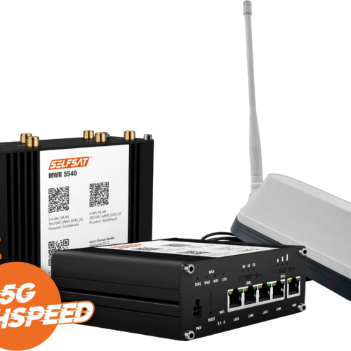Selfsat MWR 5540 5G Cat 12 WLAN Router mit SHARK 5G Dachantenne weiß bis 2,6 Gbps - Router-Sets