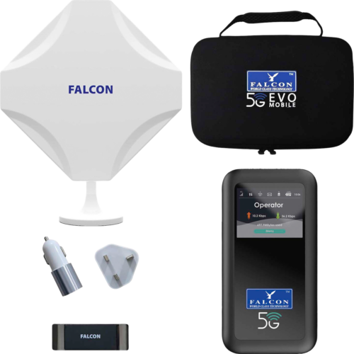 Falcon Evo 5G Mobile Deluxe Internetantenne mit tragbarem Router und bis zu 3400 Mbit/s Geschwindigkeit - 5G-/LTE-Antennen