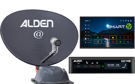 Alden AS2@ 80 Satellitenanlage mit S.S.C. HD-Steuermodul und Smartwide LED-TV inkl. LTE-Dachdurchführung Platinium 24 Zoll - Camping-Sat-Anlagen