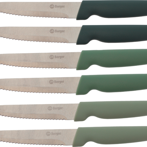 Berger Edelstahl Steakmesser-Set 6-tlg. grün - Campingbesteck