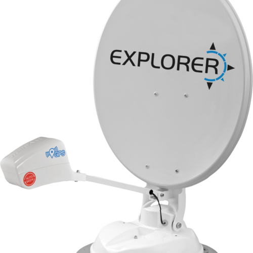 Maxview Explorer 85 cm Twin Auto Skew Satellitenanlage in weiß - Camping-Sat-Anlagen