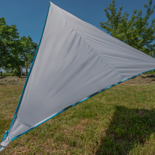 Bent Zip-Canvas Sonnensegel Grau/RV Hellblau - Pavillons & Tarps