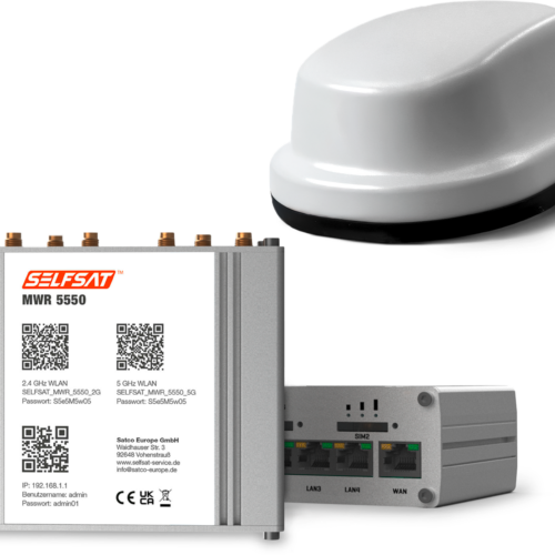 Selfsat 4G / LTE / 5G & WLAN Internet Router Komplettset MWR 5550 bis 3,3 Gbps inkl. 5G Dachantenne weiß - Router
