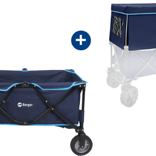 Berger Bollerwagen Blau Set 2-teilig mit passendem Sonnendach - Bollerwagen und Trolleys