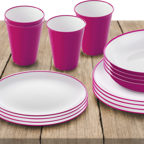 Omada Essgeschirrset 16-tlg. fuxia für 4 Personen - Kunststoff und Melamin Geschirr-Sets