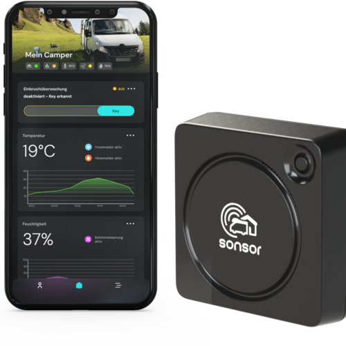 Pironex sonsor mobiles Alarmsystem mit GPS, LTE und WLAN in schwarz - Überwachungssysteme & Alarmanlagen
